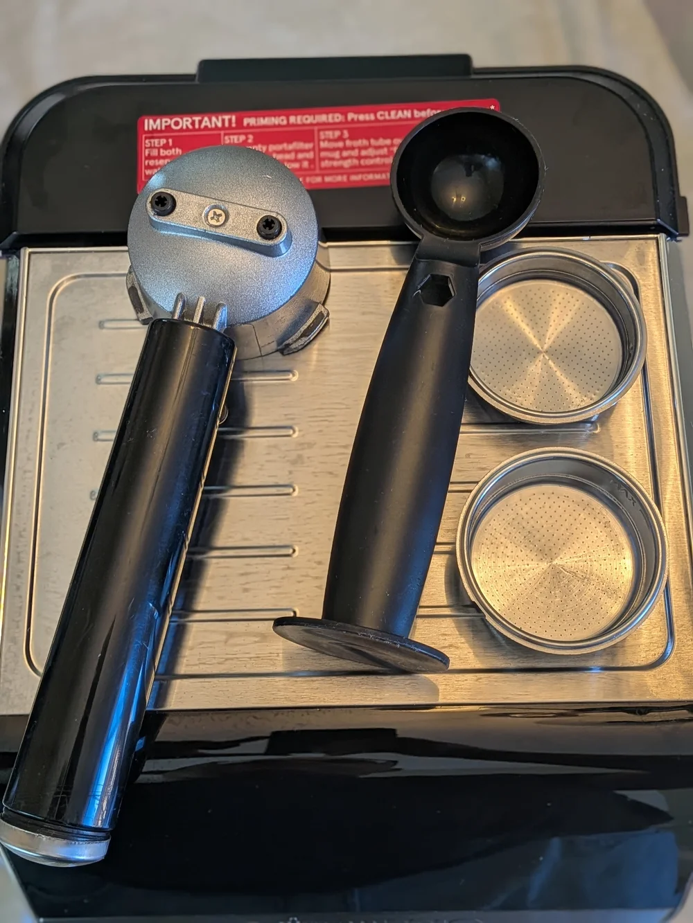 Black Stainless Steel Espresso Machine with Milk Frother